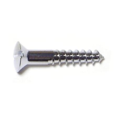 Midwest Fastener Wood Screw, #4, 5/8 in, Chrome Brass Oval Head Slotted Drive, 45 PK 61706